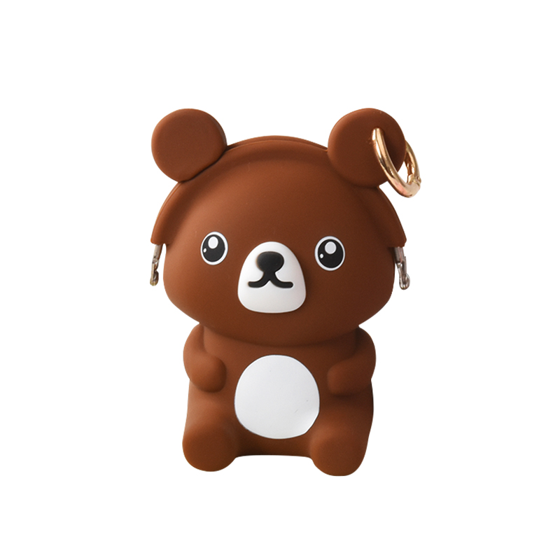 小熊拉鏈掛扣硅膠包，滴膠工藝硅膠錢包