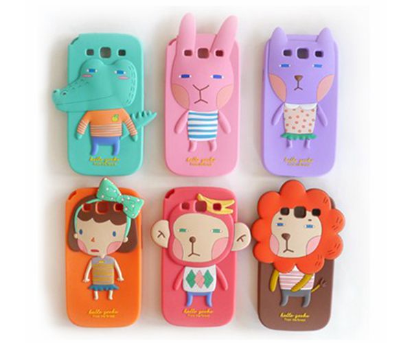 卡通動物硅膠手機(jī)殼，全包防摔手機(jī)套-硅膠套